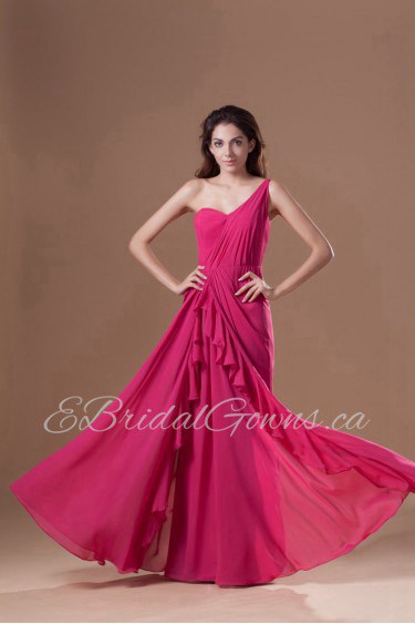 Chiffon One Shoulder Column Dress
