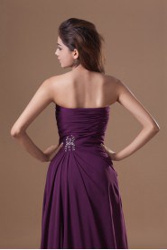 Chiffon Strapless Column Dress with Embroidery