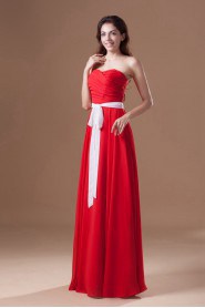 Chiffon Sweetheart Column Dress with Sash