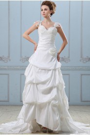 Taffeta and Lace Sweetheart Ball Gown with Embroidery