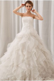 Organza and Lace Strapless A-line Dress