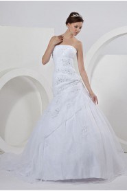 Satin Organza Strapless Mermaid Dress Ruffle