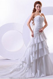 Taffeta and Satin Sweetheart A-Line Dress with Embroidery