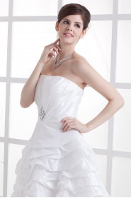 Taffeta Strapless Short Dress with Rhinestone and Ruffle