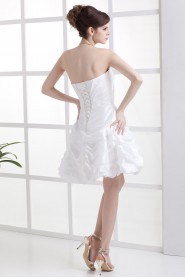 Taffeta Strapless Short Dress with Rhinestone and Ruffle