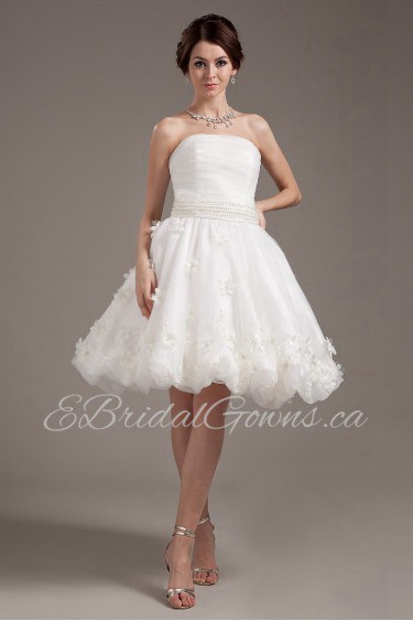 Yarn Strapless Short Dress with Applique and Beaded