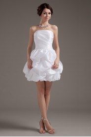 Taffeta Strapless Short Ball Gown with Ruffle