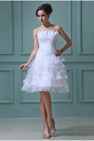 Organza Strapless Short A-line Dress with Embroidery