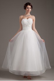 Satin and Organza Sweetheart Ankle-length Ball Gown