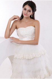 Yarn Strapless Short A-line Dress with Embroidery 
