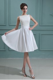 Taffeta Bateau Neckline Short A-line Dress with Embroidery