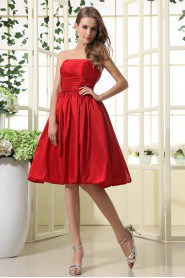 Taffeta Scoop Neckline Short A-line Dress with Ruffle