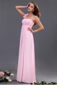 Chiffon One-Shoulder Floor Length A-line Dresss