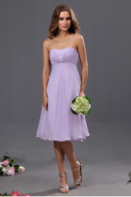 Chiffon Scoop Neckline Short A-line Dress with Embroidery