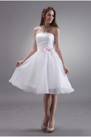 Satin Strapless Short A-line Dress with Bow