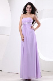 Chiffon Strapless Floor Length Empire Line Dress with Embroidery 