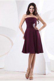 Chiffon Strapless Short A-line Dress 