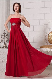 Chiffon Strapless Floor Length Empire Line Dress with Ruffle