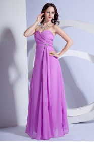 Chiffon Sweetheart Floor Length Column Dress with Ruffle