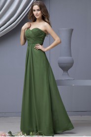 Satin and Chiffon Sweetheart Floor Length Empire Dress with Pleat