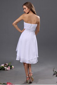 Chiffon Scoop Neckline Short A-line Dress with Pleat