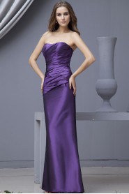 Taffeta Scoop Neckline Ankle-Length Sheath Dress with Ruffle