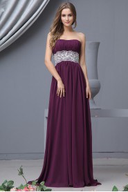 Chiffon Scoop Neckline Empire Dress with Lace