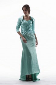 Charmeuse Sweetheart Floor Length Sheath Dress with Handmade Flowers and Jacket