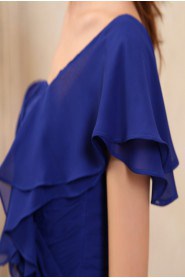 Chiffon One-Shoulder Floor Length Column Dress with Ruffle