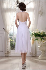 Chiffon Halter Neckline Short Dress with Beaded and Ruffle