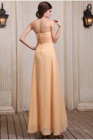 Chiffon Halter Neckline Ankle-Length A-line Dress with Ruffle