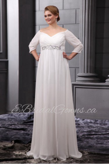 Chiffon Off-the-Shoulder Floor Length Plus Size Gown