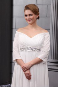 Chiffon Off-the-Shoulder Floor Length Plus Size Gown