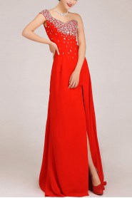 Chiffon  Sweep Train A-Line Dress with Sequins