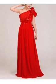 Chiffon  Floor Length Column Dress with Flowers