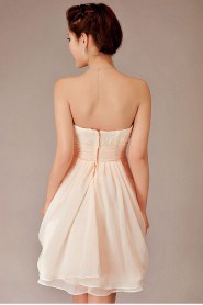Chiffon Strapless Short Column Dress with Flowers