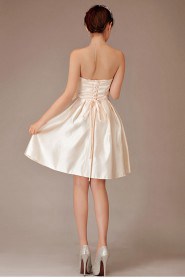 Satin Strapless Knee-Length Ball Gown with Bow