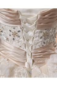 Net and Satin Strapless Ball Gown with Crystal