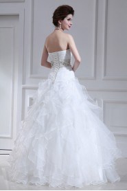 Organza Strapless Floor Length Ball Gown with Crystal