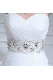 Organza Strapless Floor Length Ball Gown with Crystal