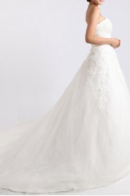 Net and Satin Strapless Ball Gown with Crystal