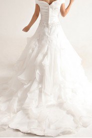 Organza Off-the-Shoulder Ball Gown with Sequins