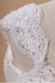 Net and Satin Off-the-Shoulder Cathedral Train Ball Gown with Beading