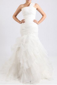 Organza One Shoulder Mermaid Gown