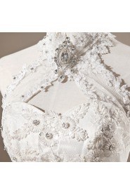 Net Halter Floor Length Ball Gown with Sequins