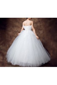 Net Strapless Floor Length Ball Gown with Sequins