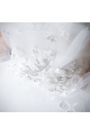 Net Strapless Floor Length Ball Gown with Sequins