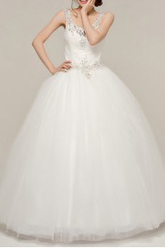 Organza Scoop Neckline Floor Length Ball Gown with Crystal