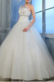 Organza Strapless Floor Length Ball Gown with Sequins