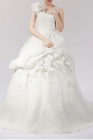 Organza Straps Neckline Ball Gown Dress with Handmade Flowers